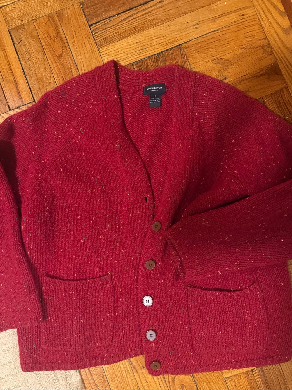 The Limited Red Wool Button-Front Cardigan